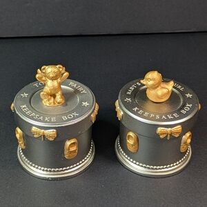 Vintage Keepsake Box Set Baby's First Tooth & First Curl Russ Berries Unisex